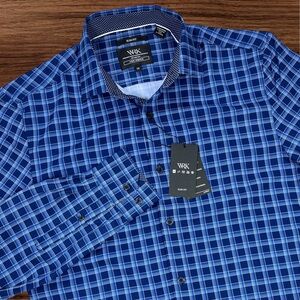 WRK Men’s 4-Way Stretch Multi-Plaid Dress Shirt. Slim Fit. Sizes 15 and 15.5